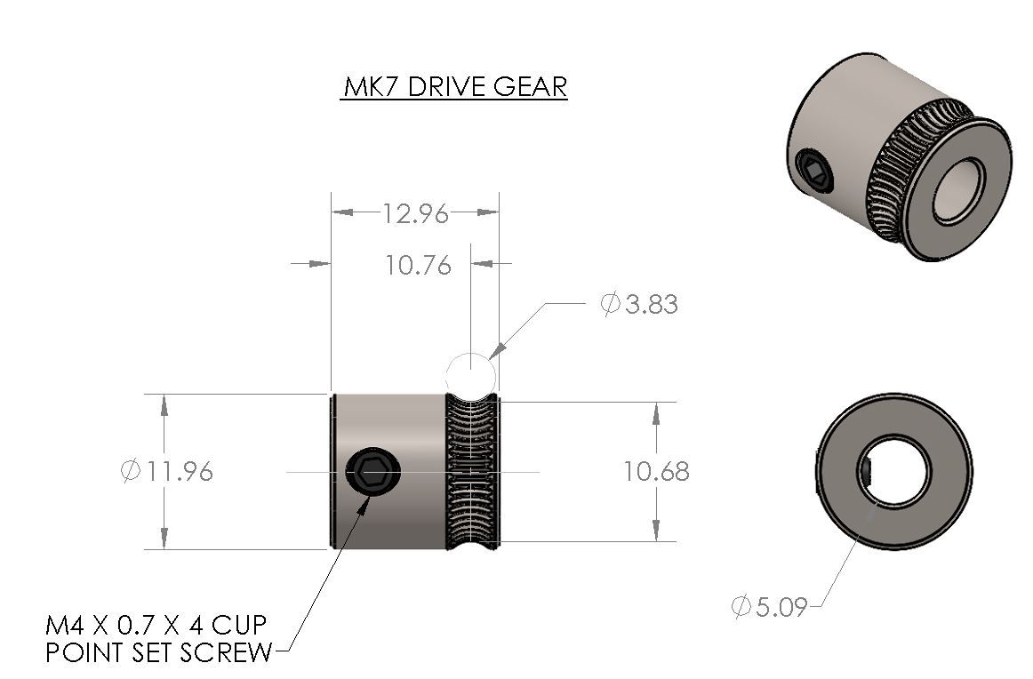 Drive Gear MK7 5mm RVS maten